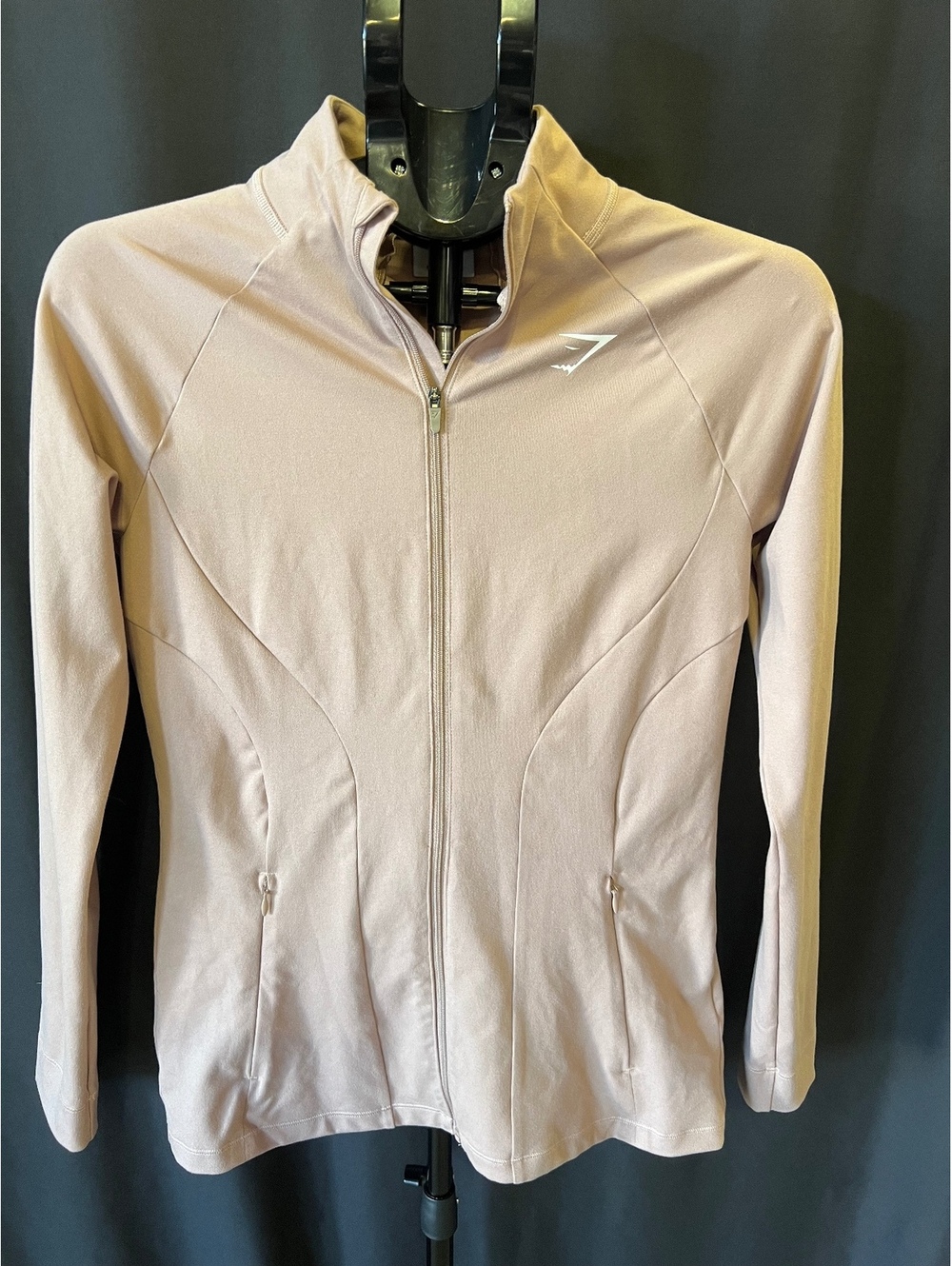 Gymshark Women’s Full Zip Athletic Jacket Size S Pink Beige Long Sleeve Running